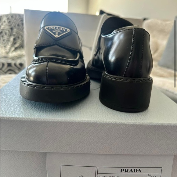 Prada Glossy Black Leather Loafers - Picture 1 of 4